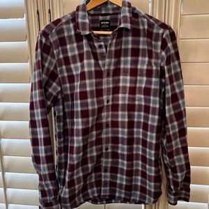 Prana flannel button down shirt. Size Medium. Maroon/gray plaid